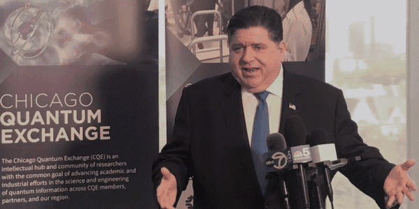 Gov. JB Pritzker speaking at the Chicago Quantum Exchange Summit