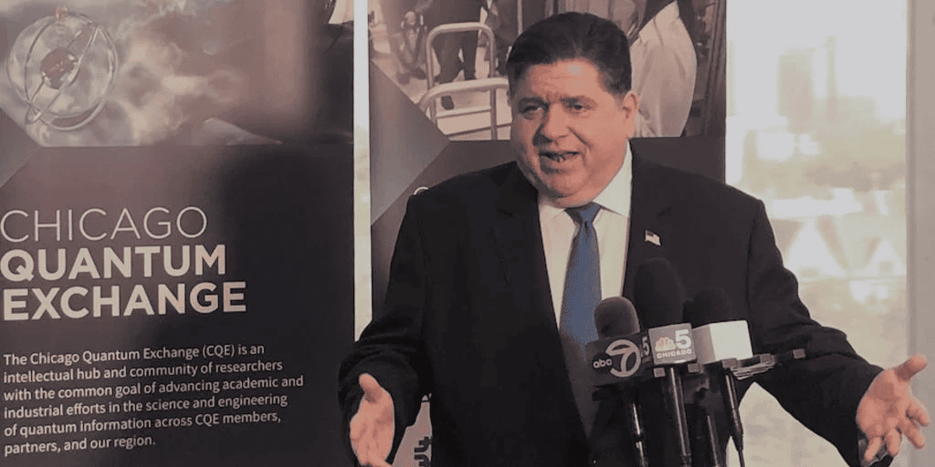 Gov. JB Pritzker speaking at the Chicago Quantum Exchange Summit
